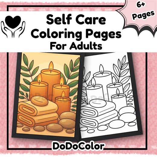 Self Care Coloring Pages for Adults | Art Therapy for Stress Relief - Etsy