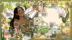 Cottagecore Fairy Desktop Wallpaper | Naturecore Green Gingham Digital Download | Whimsical Organizer Background - Etsy