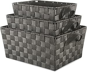 Whitmor Woven Strap Storage Baskets S/3-Espresso