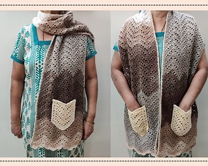 Easy Crochet Pocket Shawl Pattern for Beginner- Womens Scarf With Pockets- Boho Crochet Womens Pattern- ZIY SCARF Digital Download PDF - Etsy