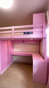 Semi Double Size Loftbed with Caninet and Table (Ledlight) 48×75 Materials: Mahogany Wood & 3/4 Plyboard #QuadCornerFurniture #LoftBed #Stepdrawers #ledlights #fypシ゚viralシ #bedroom #bedroomdecor | Quad Corner Furniture