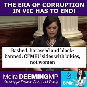Victoria’s biggest problem is endemic corruption. It can’t go on. I’m pro union, pro business & anti corruption. | Moira Deeming MP