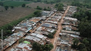 Indian Village Houses, Rural area landscape, areal view of old historical homes, ruins of an house