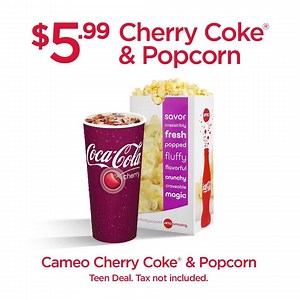 99K views · 49 reactions | Moms, scoring an epic deal for your teen is even cooler than saving the universe. Click the link for a $5.99 Cherry Coke and popcorn deal: amc.coke.com/fbThor | AMC Theatres | Facebook