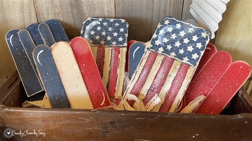 Americana Popsicles 🇺🇸🌿 My version of the Popsicles using cardboard and craft sticks! Follow my page for more DIY crafts. | Country Charm by Tracy