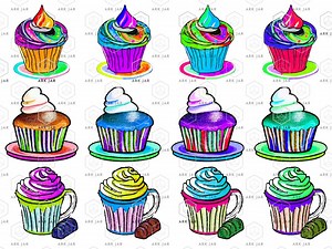 Sammlerstück Cupcake Clip Art: 18 Designs in PNG und JPG Formaten, Plus Composite File! - Etsy.de