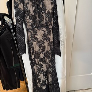 Black Maxi Sheath Dress with Long Sleeves for Cocktail