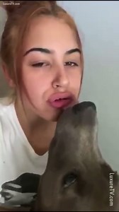 Sexy desperate girl letting her dads dog lick her pussy