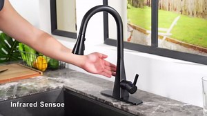 Touchless Kitchen Sink Faucet Motion Activated Pull Down Kitchen Faucet 360° Rotated High Arc Faucet with Sensor on Side, Deck Plate, 1 or 3 Hole, 3 Spray Modes