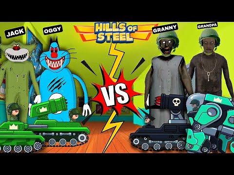 Oggy And Jack Challenge Granny & Grandpa in Hill of Steels Game | Oggy Game | Tank Game