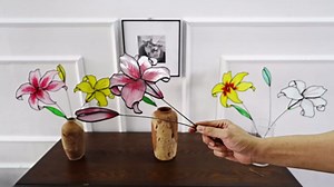 Yellow Lily Stained Glass Flower,Faux Glass Lily Flower,Yellow Lily Art,Stained Glass Flower, Flower Gift for mom (Yellow Style A)