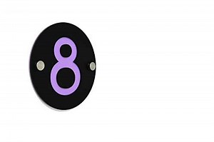 Modern House Numbers, One Number Round Black Acrylic with Purple Acrylic - Contemporary Home Address Sign - Apartment Plaque, Door Number - Door Label - Hotel Room Number