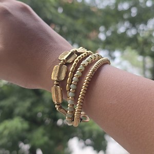 Handcrafted Brass Bracelet Set: Bohemian Beaded Jewelry - Etsy