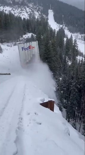 Black Ice Sends Delivery Truck Down Mountain Pass 🚚