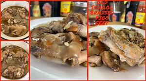 Soul Food Sunday/OLD SCHOOL SMOTHERED PIGS FEET/PURPLE HULL PEAS & RICE OLD SCHOOL PIGS FEET ( IN AN INSTANT POT) This was one of my dads favorite meals It is definitely country and old school Its very simple to make using an instant pot RECIPE: 2 cups water 1 ea sweet onion(large diced) 4 ea pig feet 2 tsp salt and pepper 2 tsp chopped garlic 2 tsp cavenders Greek seasoning 2 tsp salt and pepper 2 tablespoons chicken bullion powder base DIRECTIONS: Season meat with spices and add to pot Add pep