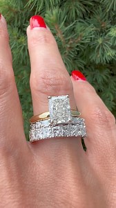 11 reactions | Radiant cut engagement ring solitaire paired with a...