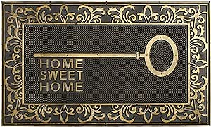 Rugsmith Black, Gold Moulded Home Sweet Home Key Rubber Doormat, 18" x 30"