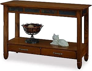 Slatestone Oak Storage Console Table - Rustic Oak Finish