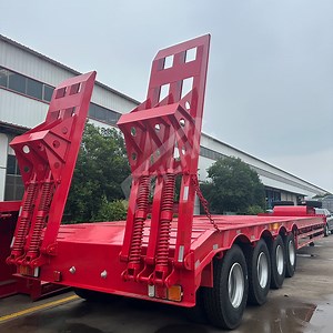 [Hot Item] Heavy Duty Construction 4 Axle 80 Ton Lowboy Low-Bed Semi Truck Trailer Length 15 Meters Width 3 Meters Lowbed Trailer