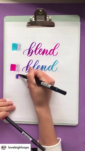 2.1K views · 13 reactions | Create beautiful gradient calligraphy with a humble strip of tape and a couple of Tombow Dual Brush Pens! Known for their delightful blendability, these pens are perfect for colorful brush lettering and illustrations. See the transformative tape technique in action with this great video from our friends over at @loveleighloops. What colors will you choose? ✍️ #tombowdualbrush | Paper & Ink Arts | Facebook