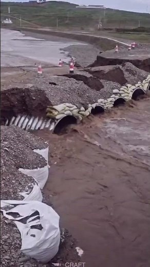 Process of Floods Scouring Road Surfaces