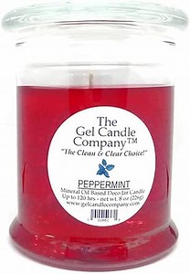 Peppermint Scented Mineral Oil Based Up to 120 Hour 8 Oz Deco Jar Burns Clean and Even by The Gel Candle Company
