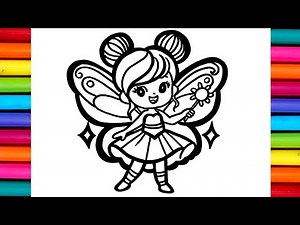 Fairy Drawing Easy for Colouring | How to Draw Princess Fairy Drawing