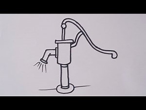 How to draw Hand water pump /hand pump drawing easy step by step