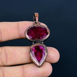 Ruby Pendant, Ruby Gemstone Electroformed Copper Chain Pendant, Handmade Jewelry Birthday Gifts for Loved One, Unique Holiday Gifts for Her - Etsy UK