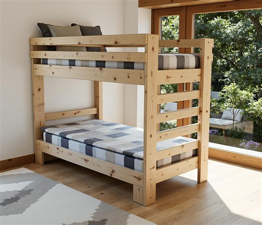 Bunk Bed Twin Frame Plans 38"x75" | DIY Woodworking Project - Etsy