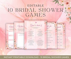 10 Printable Bridal Shower Games – Instant Download Wedding Game Bundle – Fun Party Activities for Bride Tribe - Customisable - Etsy