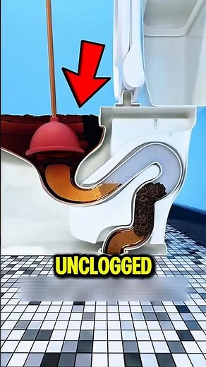 🚽 How a Clogged Toilet Gets Unblocked! 😱 The Plunger Trick Actually Works!