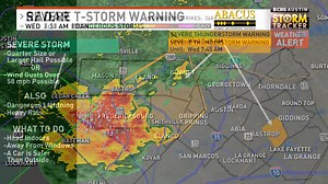 SEVERE T-STORM WARNING for Bastrop Co. until May 28 7:45AM #atx #atxwx #cbsaustinwx cbsaustin.com/weather/radar | Chikage Windler - Meteorologist