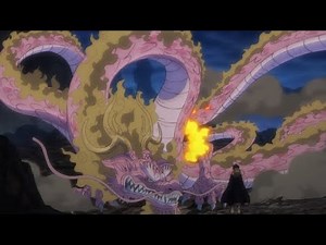 Momonosuke use his devil fruit to transform into his adult Dragon form