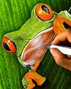 9.6K views · 95 reactions | This frog painting looks so realistic that it could flick out the tongue! | This Is Brainy | Facebook