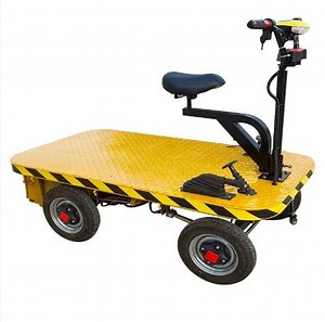 [Hot Item] Farm Electric Four-Wheel Flat Car Shop Car Electric Flatbed Trolley Warehouse Trolley