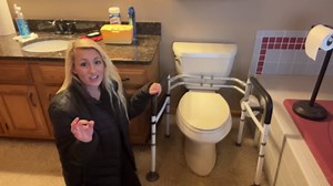 Raised Toilet Seat with Handles - Padded Elevated Medical Toilet Seat Risers for Seniors, 350lb Adjustable Handicap Toilet Seat, White, STBR10