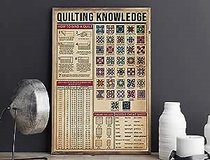 CCPARTON 8x12 inch Metal Tin Signs Metal Sign Quilting Knowledge Sign, Quilting Knowledge, Knowledge Sign, Quilting Knowledge Satin Sign No Frame