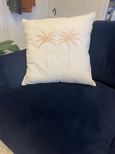 Palm Tree Embroidered Cushion - Light Pink Trees - Etsy