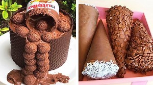 Cone desserts and overflowing Nutella cake design
