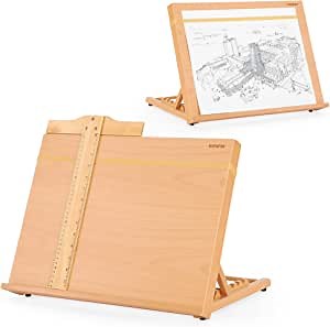 VISWIN 18½"X 14¼" Large Artist Drawing & Sketching Board, Sturdy Beech Wood Tabletop Easel with T-Square & Rubber Rope, Portable & Adjustable Angle for Adults, Students, Beginners