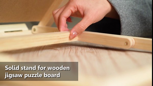 Sancallie 1500 Pieces Jigsaw Board with Drawers & Bracket Set/Wooden Tilting Puzzle Board Kit with 6 Sorting Trays Gray Felt Mat Cover - with Puzzle Board for Storing Jigsaw Puzzles