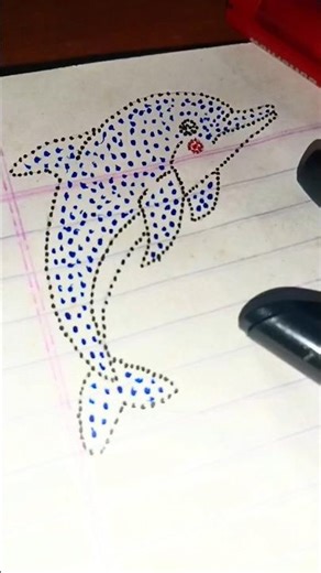 Stippling method Drawing for Beginners ✨🐬#art #drawing #stipple #beginners #easy #shorts #reels