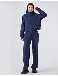 [Hot Item] Stand up Lady's Casual Sports Half Zip Sweater Women's Pullover Hoodie