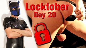 Locktober Day 20 - Rubber Puppy Enjoying a Vibrating Buttplug