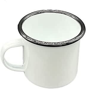 Enamel Camping Coffee Mug with Handle, 12oz Coffee Camp Small Enamel Tea Cups for Indoor and Outdoor Activities, 350ml (White)