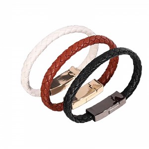 [Hot Item] Bracelet Micro USB Cable Fast Mobile Phone Charging Woven Leather Bracelet USB Cable