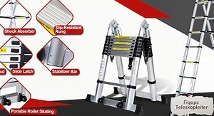 Aluminium Teleskopleiter, 3.8M Ausziehbare Leiter, Rutschfester Aluleiter Stehleiter Mehrzweckleiter Ausziehbar Aluminiumleiter, Teleskop Ausziehleiter 150 kg Belastbarkeit