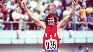 Bruce Jenner running the 400 in the 1976 decathlon