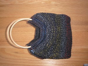 Handmade Women's Handbag Made With New Wool Acrylic Blended Yarn, Repurposed Cotton Lining and Reclaimed Wood Handles. Grey Tones Handbag. - Etsy UK